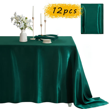 Tablecloth Satin Rectangle Cover 12-Piece Set in 57 x 102-Inch Size and Fourteen Colors for Events