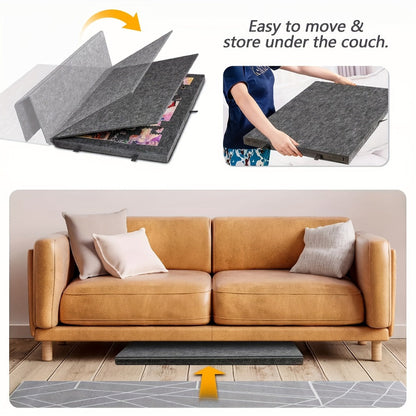 Felt Jigsaw Puzzle Board with 6 Storage Drawers, Portable Puzzle Table Adjustable Tilt Stand, 2-in-1 Cover