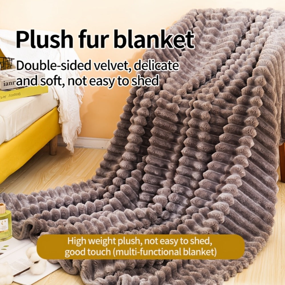 500gsm Heavy Plush Blanket, Ultra Thick Fluffy Blanket for Bed, Sofa & Travel, Baby to Double Size