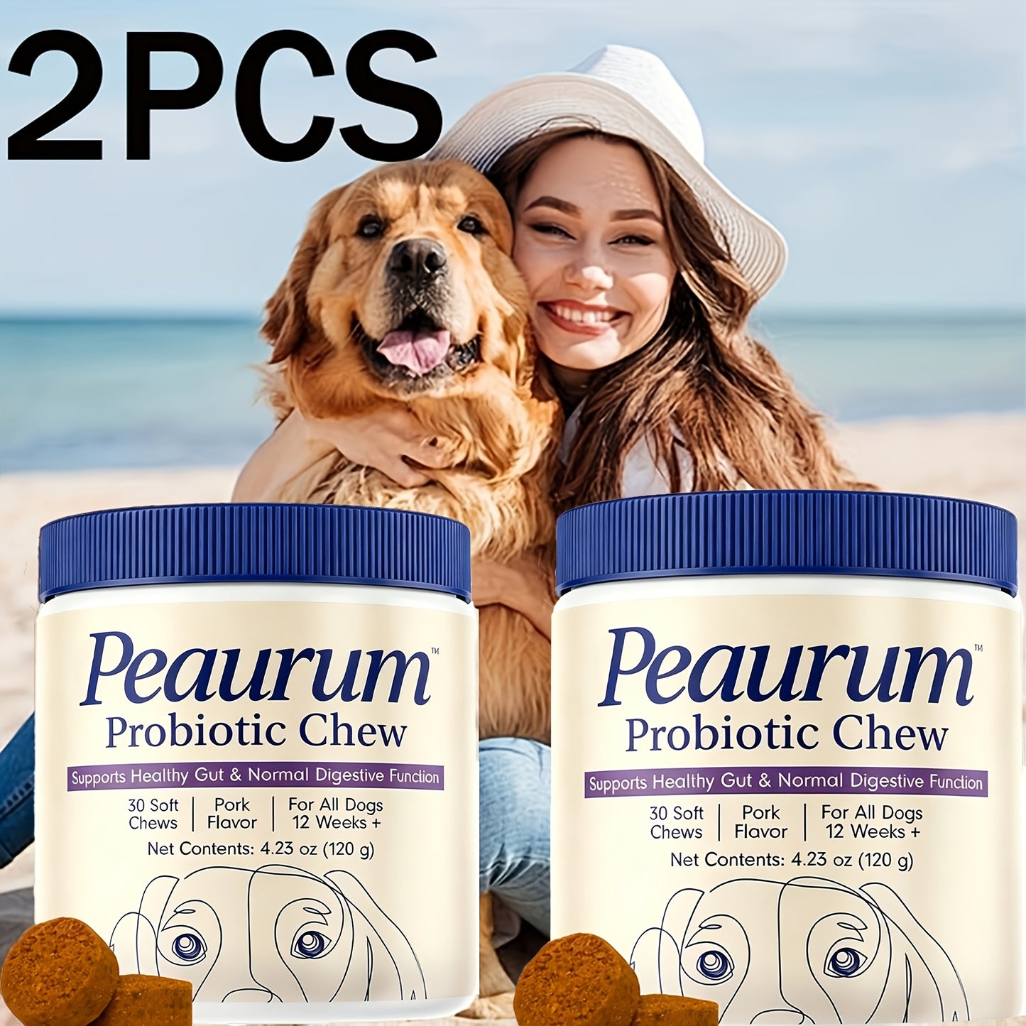 Dog Probiotics Softgels – Gut Health & Digestion Support, Natural Plant-Based Formula, Pork Flavor, 60 Softgels 120g