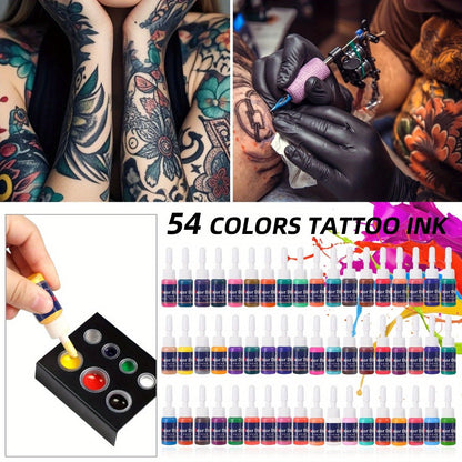 Tattoo Ink 54-Color Full Spectrum Bottle Set with Complete Palette Configuration for Color Selection