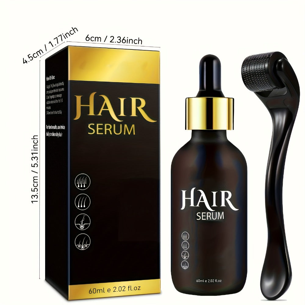 Hair Growth Serum Kit with Derma Roller, Anti Hair Loss Follicle Stimulating Scalp Treatment Essence
