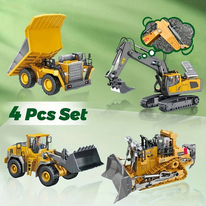 RC Construction Vehicle Set 2-in-1 & 3-in-1, 2.4G 11-Channel Remote Control Excavator Dump Truck Forklift Bulldozer