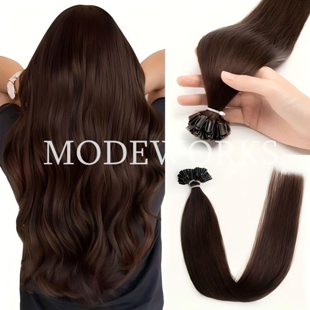 Remy Human Hair U Tip Keratin Extensions Straight Seamless Invisible Nail Tip Bond 50 Strands 12 14 16 18 20 Inch Natural Black Jet Black