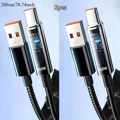 240W USB-A to USB-C Fast Charging Cable Digital Display, Super Fast Charger Cord Compatible with iPhone 15 16