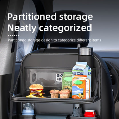 Seatback Car Organizer with Fold-Down Tray, Cup Recesses, Tissue Opening and One- or Two-Piece Packs