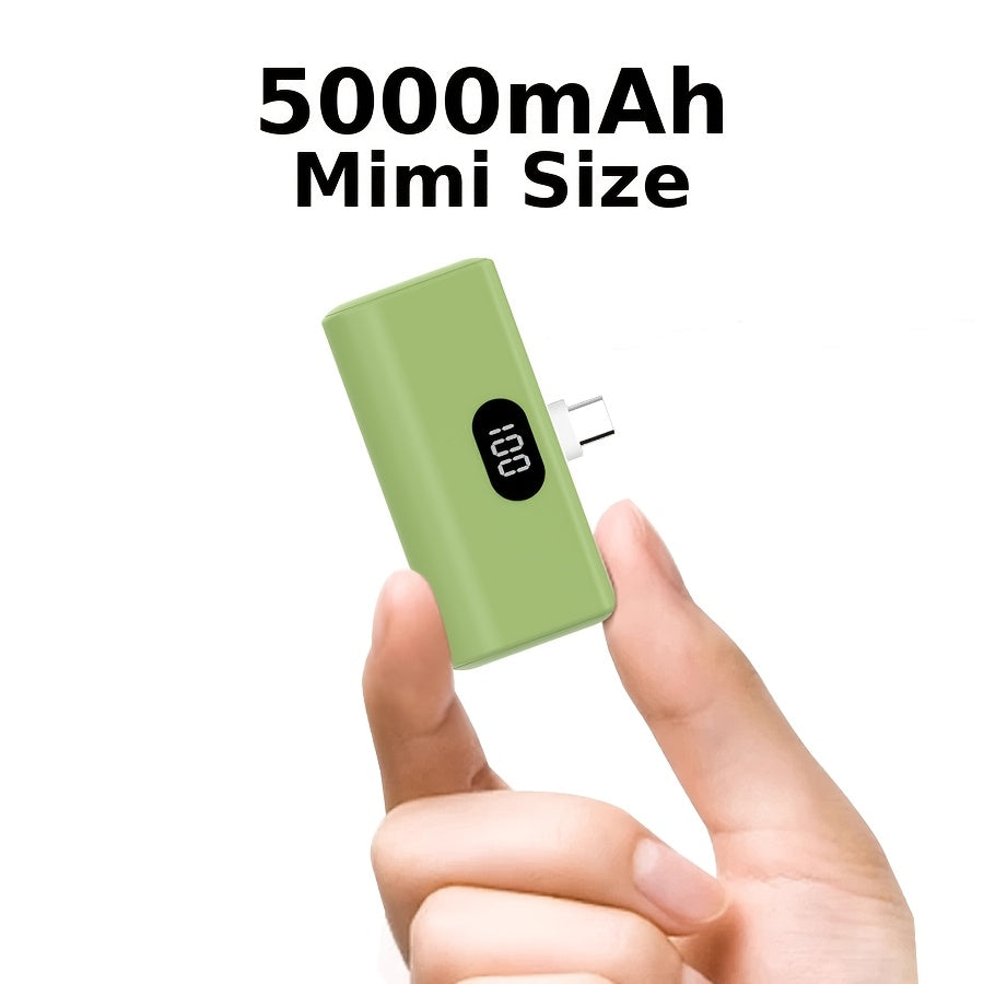 Power Bank 5000mAh Mini with Foldable USB-C Plug, 10W Listed Charging and Digital Display Pack