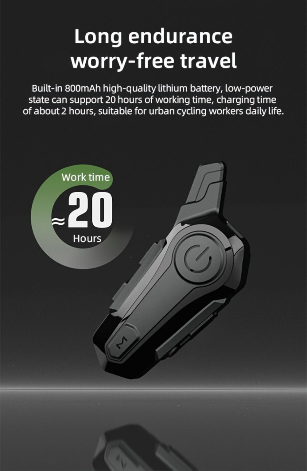 Motorcycle Helmet Bluetooth Intercom Headset – Wireless Real-Time 2-Rider Communication, Compatible with Full Face, 3/4 & Open Face Helmets