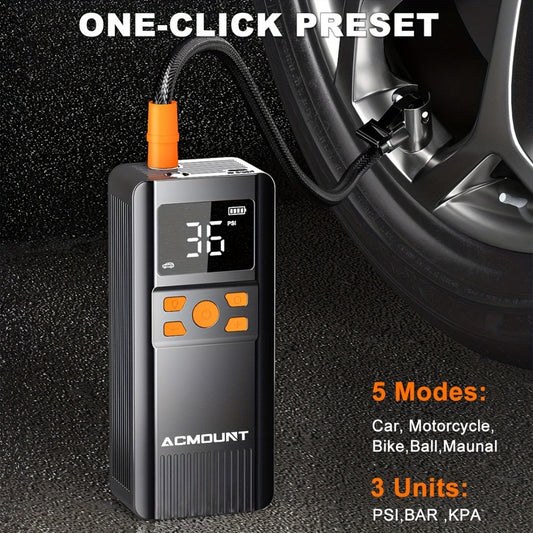 Portable Tire Inflator, Cordless 150PSI Air Compressor with 5000mAh Rechargeable Battery and Digital Pressure Gauge