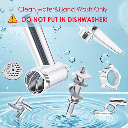 Metal Meat Grinder Attachment for KitchenAid Stand Mixers with 4 Grinding Plates 4 Blades for Home Cooking, Dining and Outdoor Meals