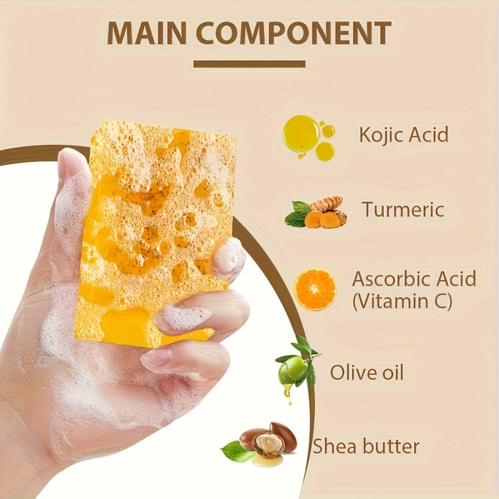 Turmeric Bath & Skin Care Set 3-Piece – Brightening Mousse, Soap & Oil for Hair, Face & Body, Gentle Moisturizing Cleanser Gift Set