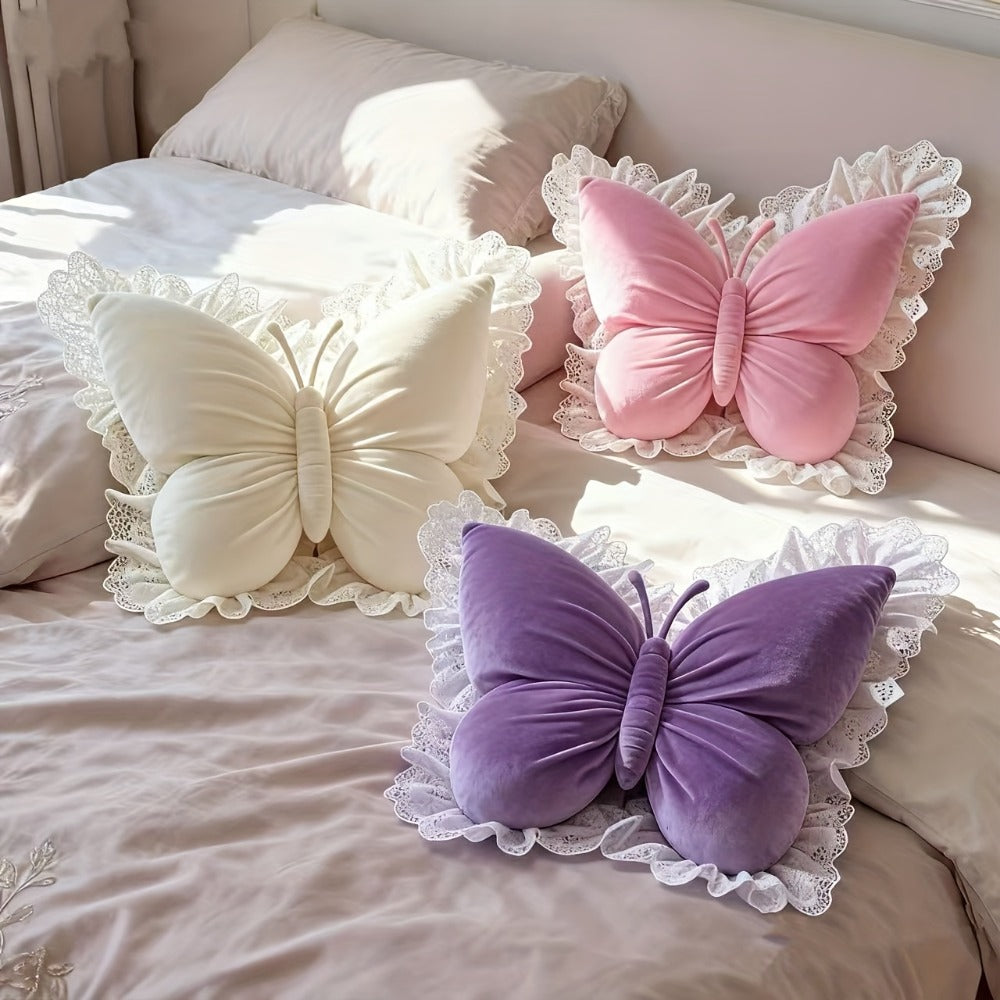 Butterfly Lumbar Pillow Cute Waist Support Cushion for Back Sleepers Home Bedroom Car Seat for Entryways, Bedrooms and Living Spaces