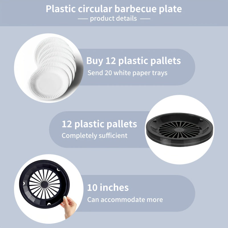 Reusable Plastic Paper Plate Holders Set – 10 Inch Snap-On Groove Design, Thickened Durable Holder for Picnics, BBQ