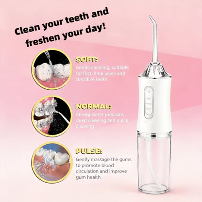 Water Flosser Cordless 270ml Oral Irrigator with Adjustable Pressure, 360-Degree Nozzle, Four Tips and USB Charging