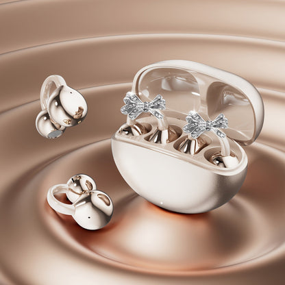 Butterfly Earring Wireless Earphones Open-Ear AI Translation HD Calls Touch Control for Bedside Audio, Alarms and Room Entertainment