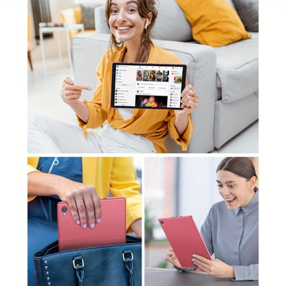 Android Tablet 10-Inch Pink with Android 12, Quad-Core CPU, IPS Touchscreen and Dual Cameras
