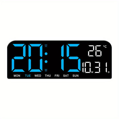 Large LED Wall and Desk Clock with Nine Display Checkouts, Calendar, Temperature and Humidity Readouts