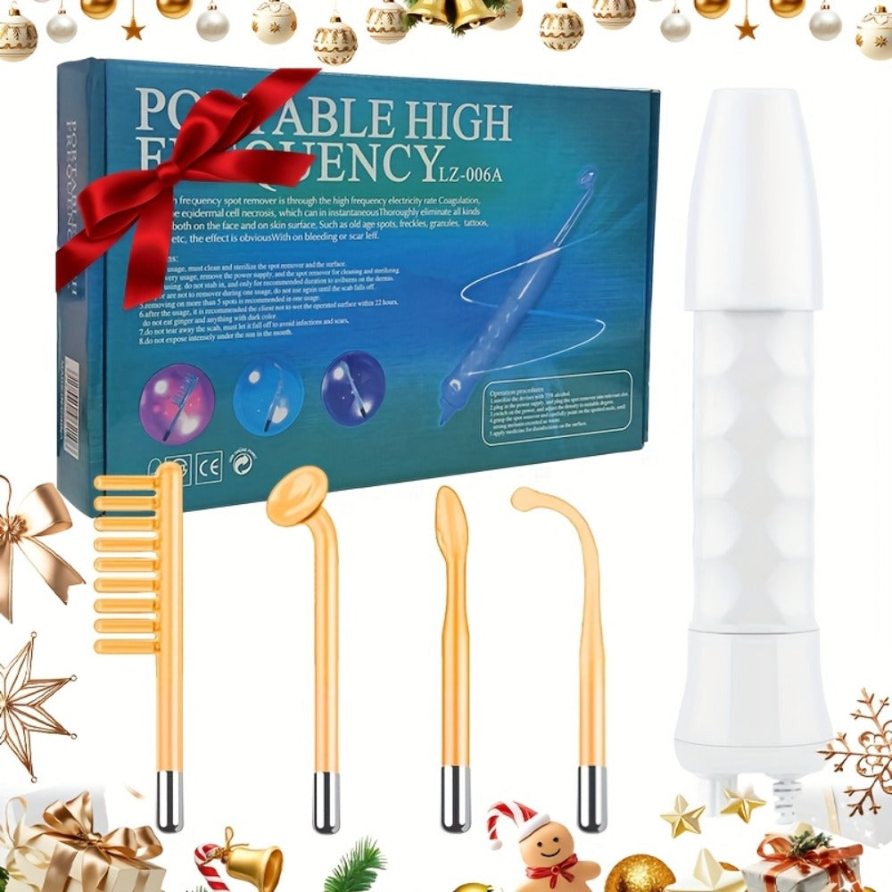 High Frequency Facial Massager 4-in-1 Professional Skincare Tool, Compact Plug-In High Frequency Wand for Face Acne Wrinkles Hair Growth