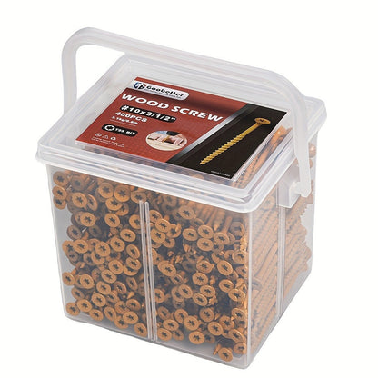 400pcs #10 x 3-1/2" Torx Wood Screws Yellow Ceramic Coating for Entryways, Bedrooms and Living Spaces