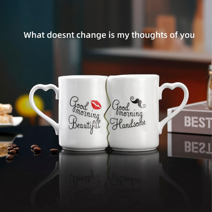 Kissing Couple Ceramic Mug Set 2pcs – Love Coffee Mug Anniversary Wedding Valentine Gift 360ml