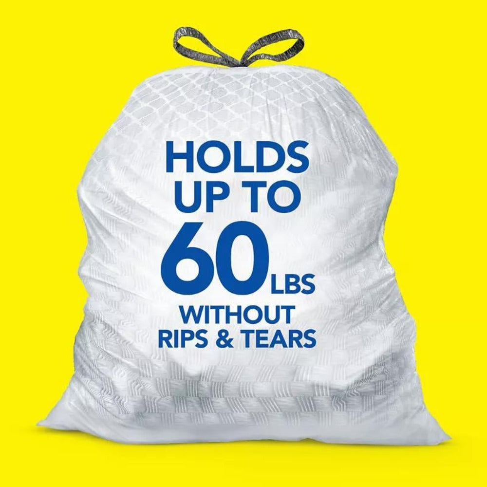13-Gallon White Drawstring Trash Bags, Fragrance-Free 160-Count Box with Liners for Tall Kitchen Cans