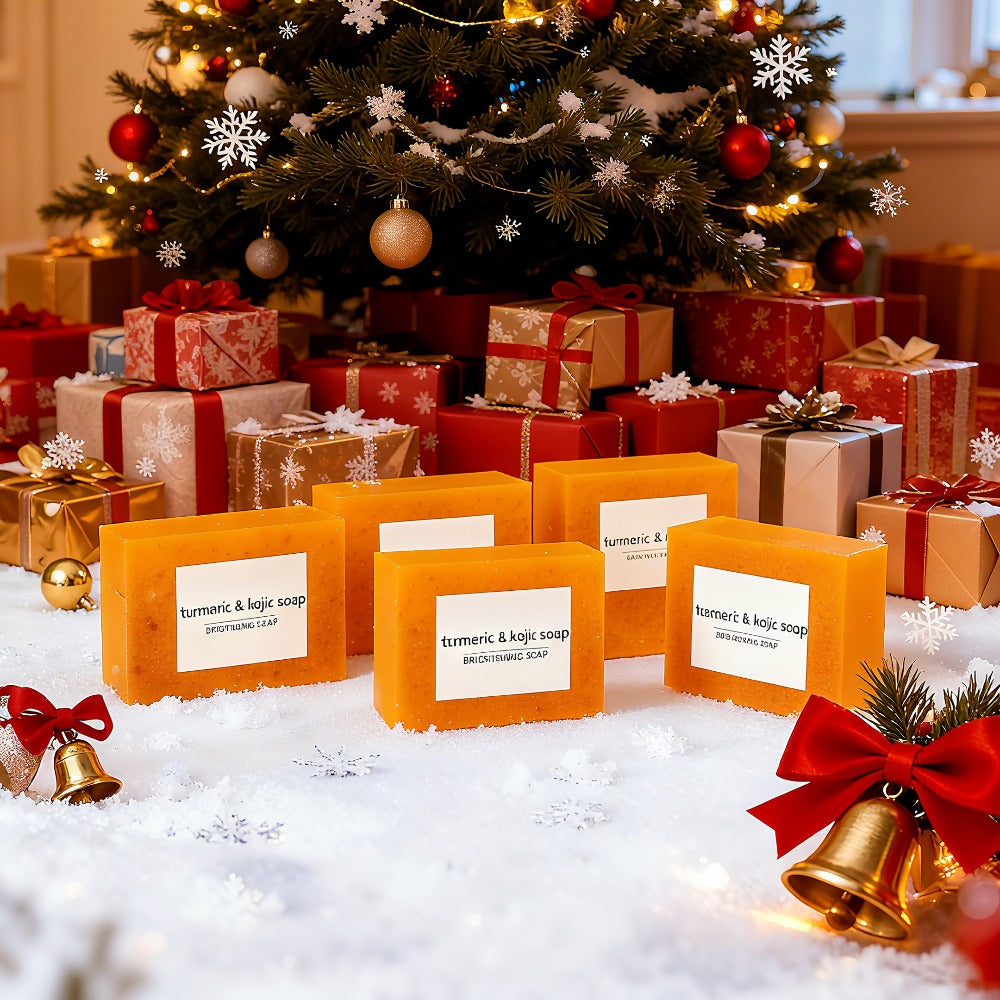 Turmeric Kojic Acid Brightening Soap Handmade Lemon Cold Process Deep Cleansing Hydrating Bar for Face & Body All Skin Types