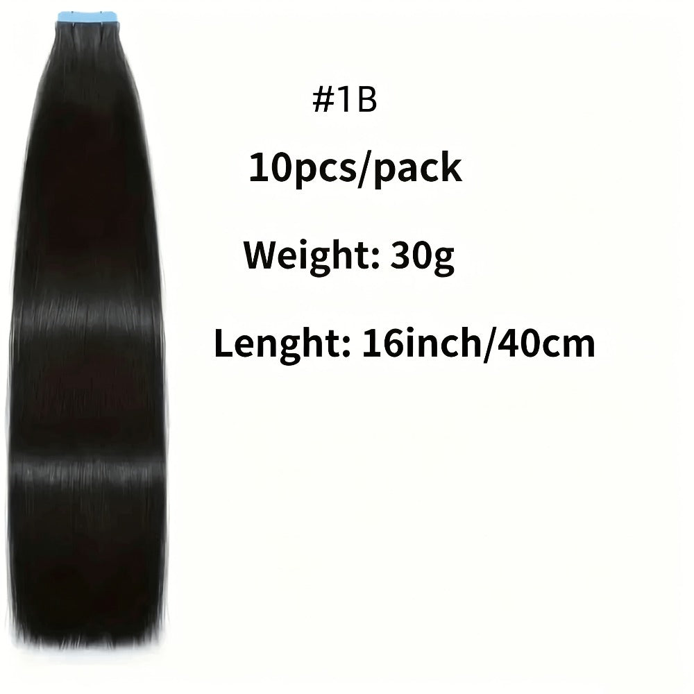 Tape In Hair Extensions Human Hair Straight Natural Black 1B Seamless Skin Weft 10pcs 30g 16 20 22 24 Inch Invisible Blend for Volume