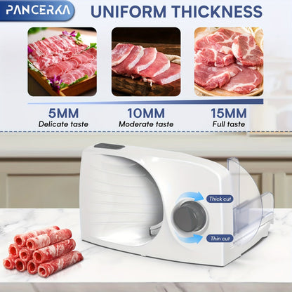 Electric Meat Slicer 0-15mm Adjustable Thickness, Home & Commercial Deli Food Cutter for Meat, Vegetables