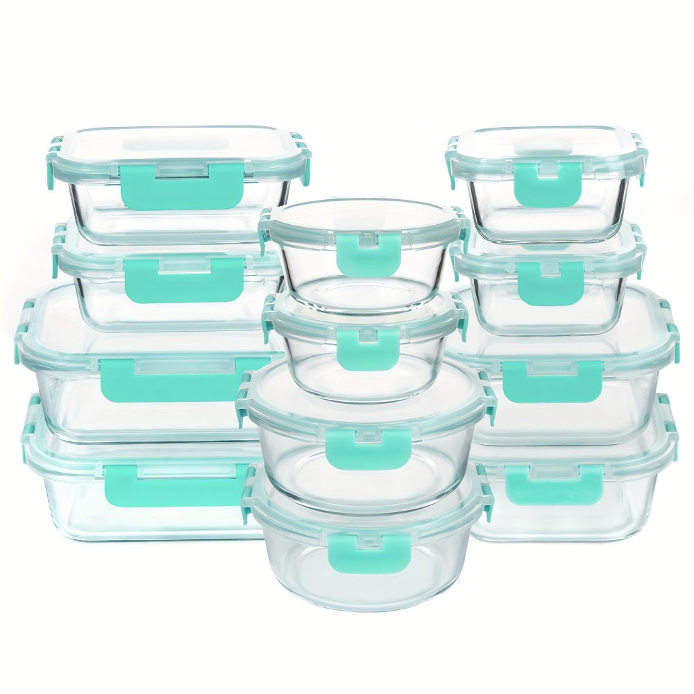 Glass Food Storage Containers with Airtight Lids – Borosilicate Glass Meal Prep Containers Set, Microwave Dishwasher Freezer Safe