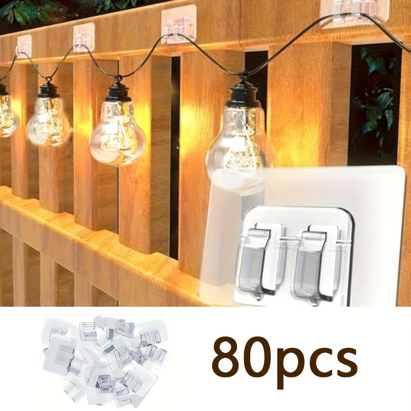 Adhesive Hooks for Outdoor String Lights - No-Damage Clips for Christmas Patio Garden Balcony Decor (40/80/160/250/400pcs)