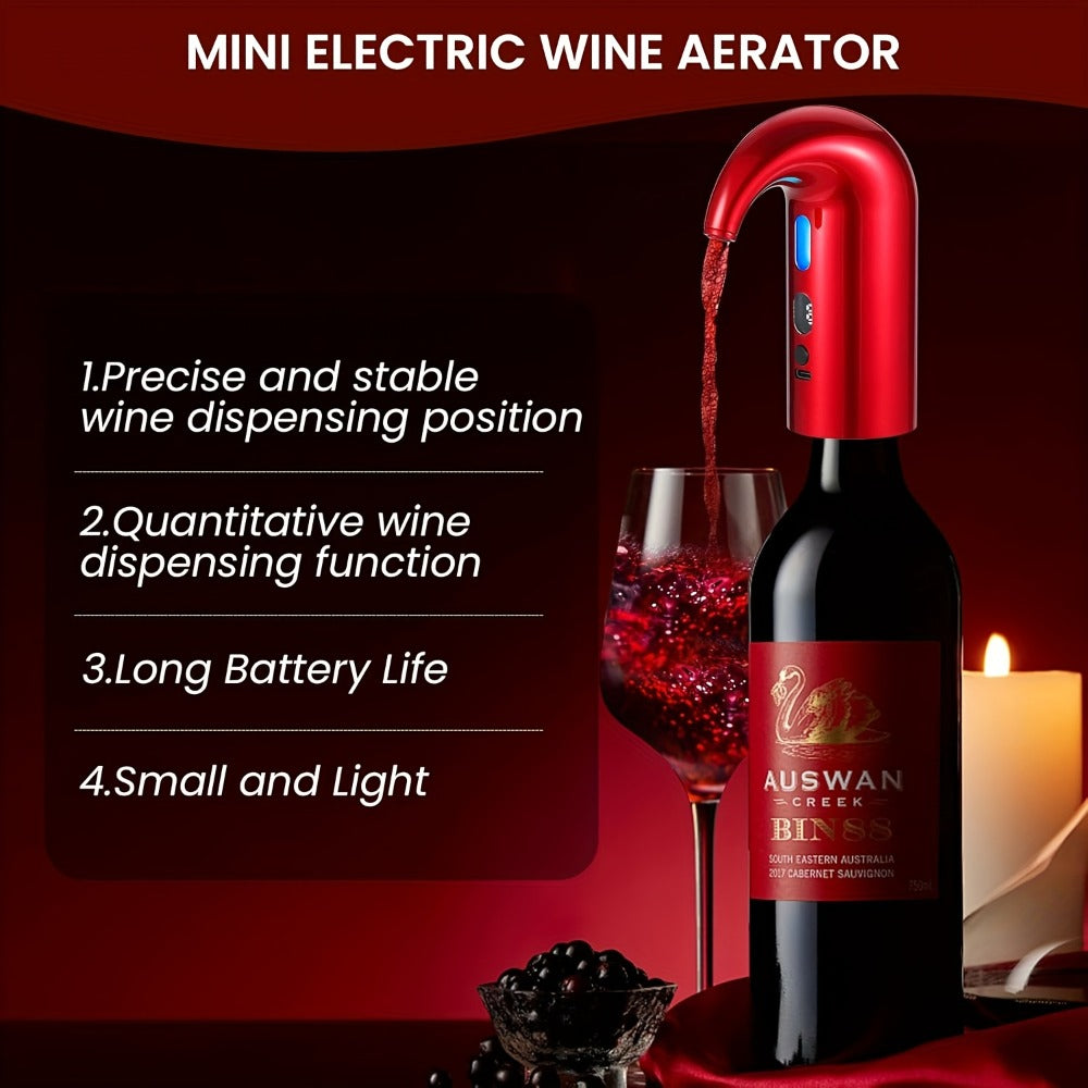 Electric Wine Aerator and Dispenser with Red or Black Housing, Three Checkout Configurations and Pictured Accessories