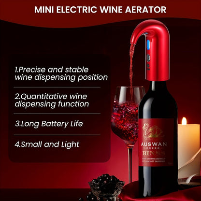 Electric Wine Aerator and Dispenser with Red or Black Housing, Three Checkout Configurations and Pictured Accessories