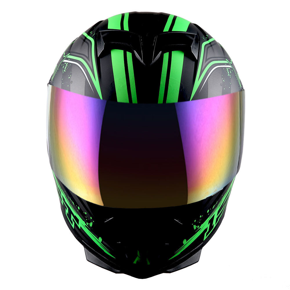 Motorcycle Helmet Full-Face Shell with Tinted and Spare Clear Shields, Quick-Release Buckle, Nine Styles and S-XL Sizes