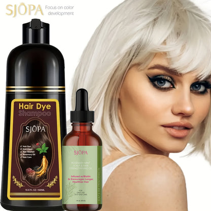 Hair Dye Kit 3-in-1 Color Shampoo with Rosemary Oil 500ml - Natural Safe No Ammonia Quick for Bath Time, Home Spa and Personal Care