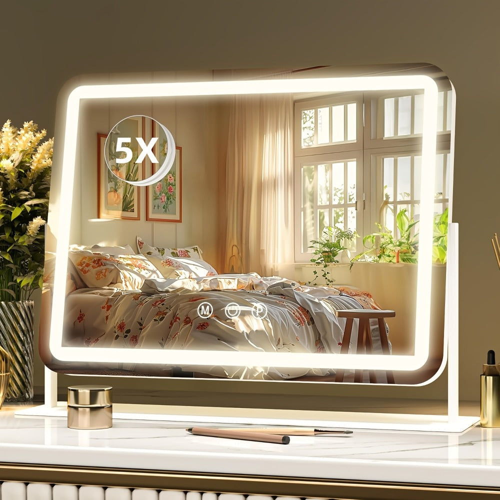 Vanity Mirror with Lights and 5X Magnifying Spotlight, for Makeup, Travel and Everyday Vanity Use