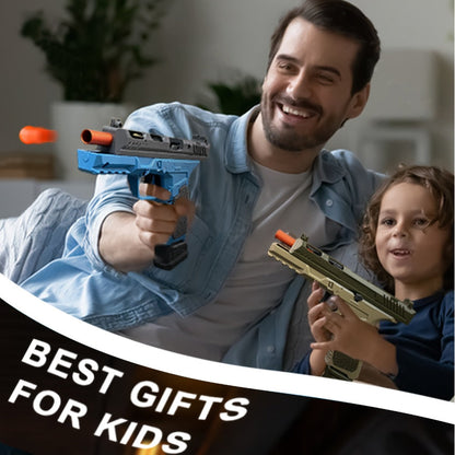 Bullet Toy Gun Pistol with Ejecting Shells & 100 Bullets, Semi- Rapid Fire Foam Blaster for Kids Boys Ages 6+