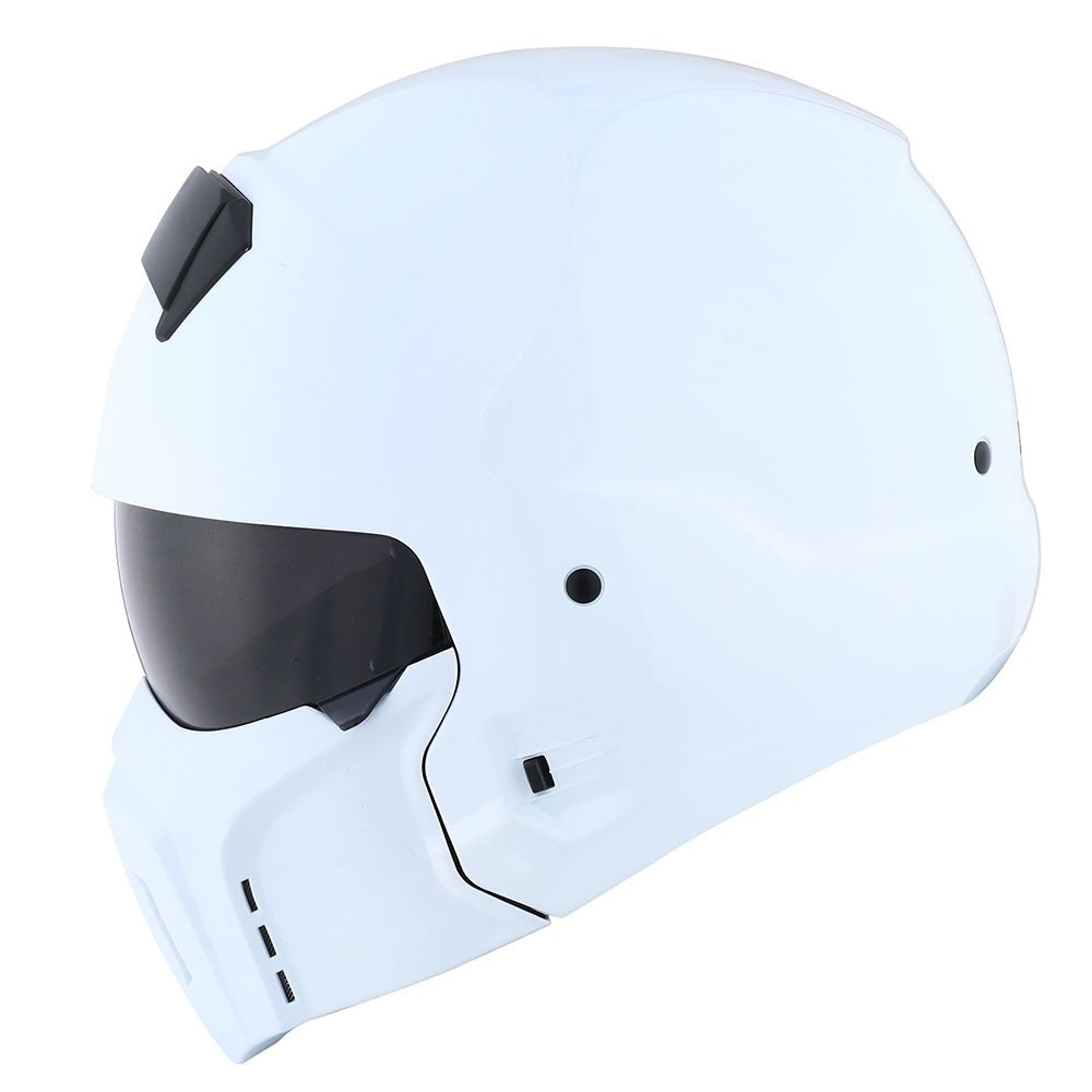 Motorcycle Helmet Convertible Full/Open-Face Shell with Detachable Mask, Smoked Shield, S-XL Sizes and Multiple Styles