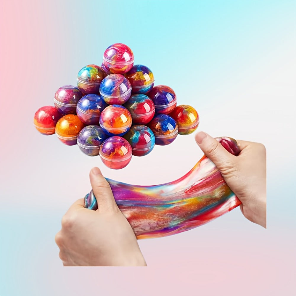 Galaxy Slime Balls 36 Pack Party Favors, Non-Sticky Bendable Slime Spheres for Kids Birthday, Classroom Rewards