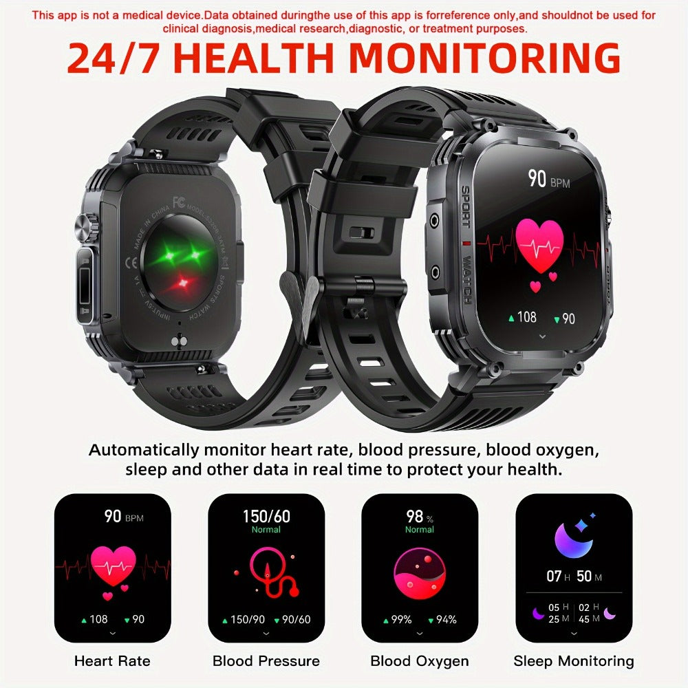 Flashlight Compass Outdoor Smartwatch for Men 100+ Sport Modes Sleep Monitor Pedometer Calorie Tracker for a Home Lash Beauty Routine