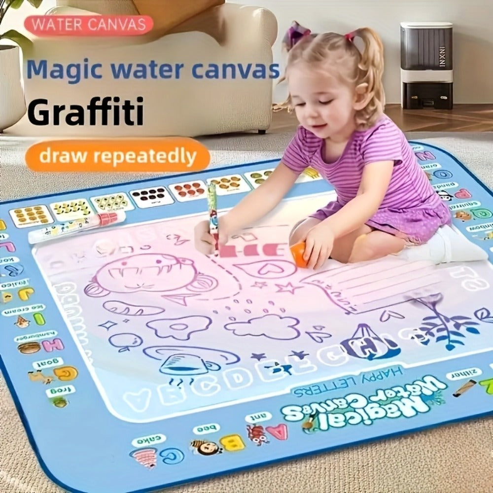 Water Canvas Drawing Mat for Kids Reusable Mess-Free – Magical Paint with Water Art Toy 80x60cm Ocean Animal Designs Screen-Free Creative