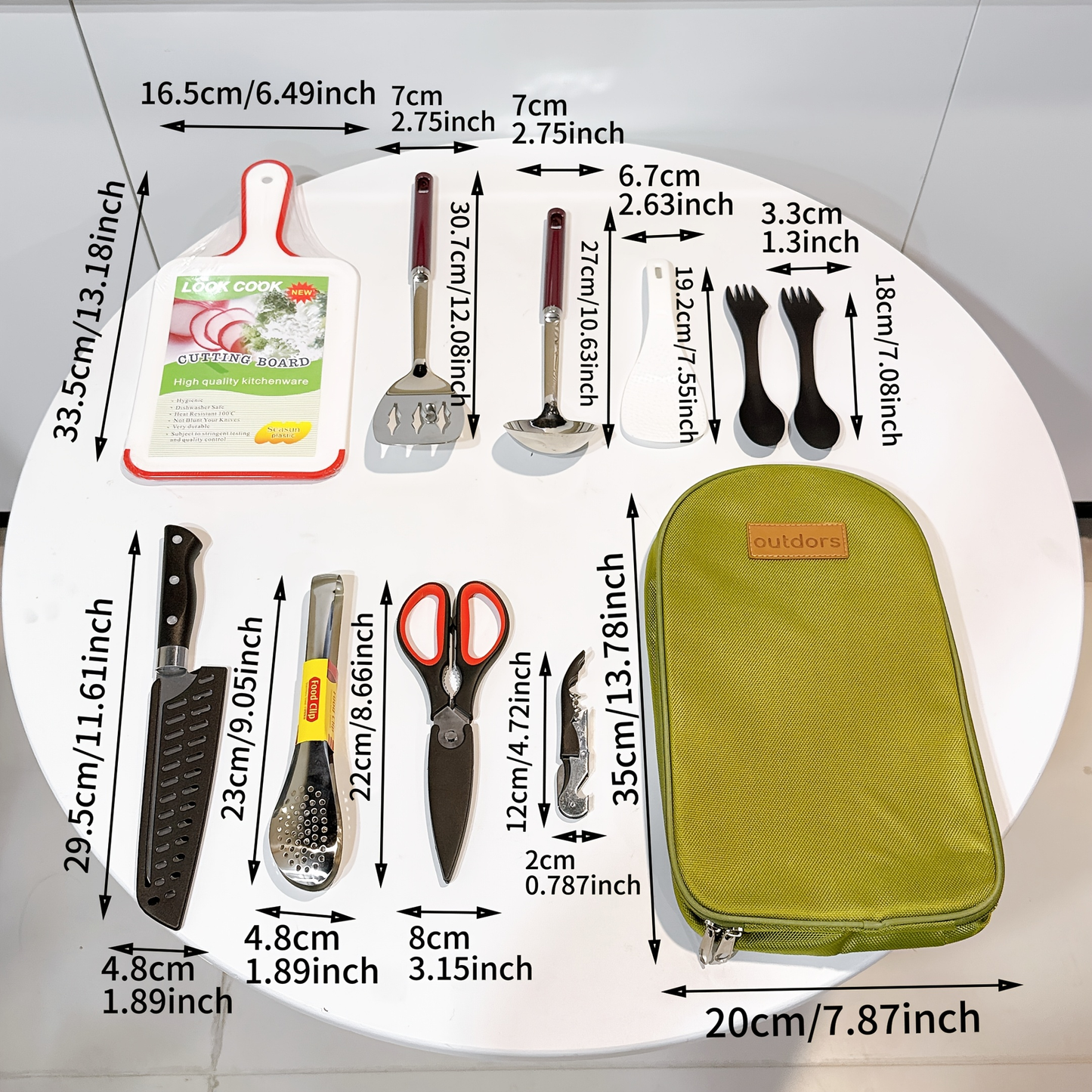 Portable Camp Kitchen Cooking Utensil Set with Water-Resistant Travel Organizer Case – Compact Grill Accessories Kit for Backpacking, BBQ