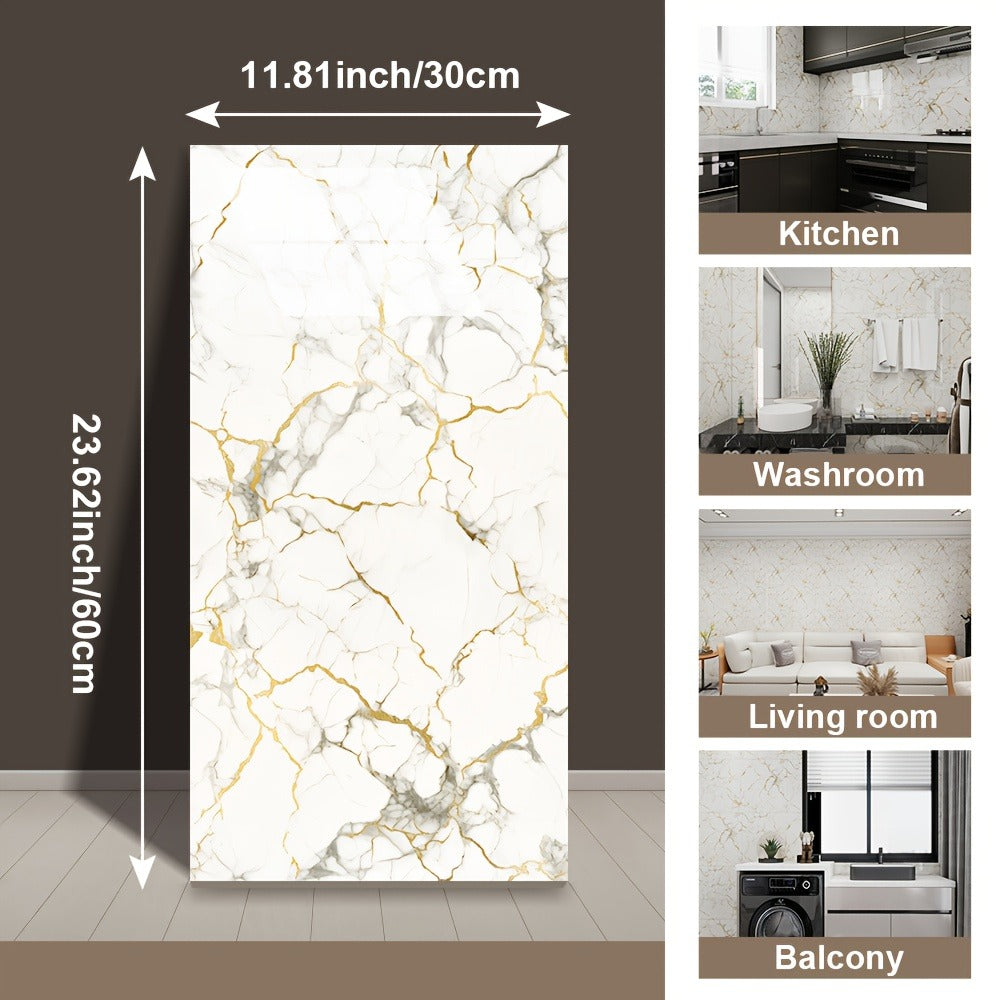 Peel and Stick Marble Wall Tiles – Self-Adhesive Backsplash Panels for Kitchen Bathroom Living Room