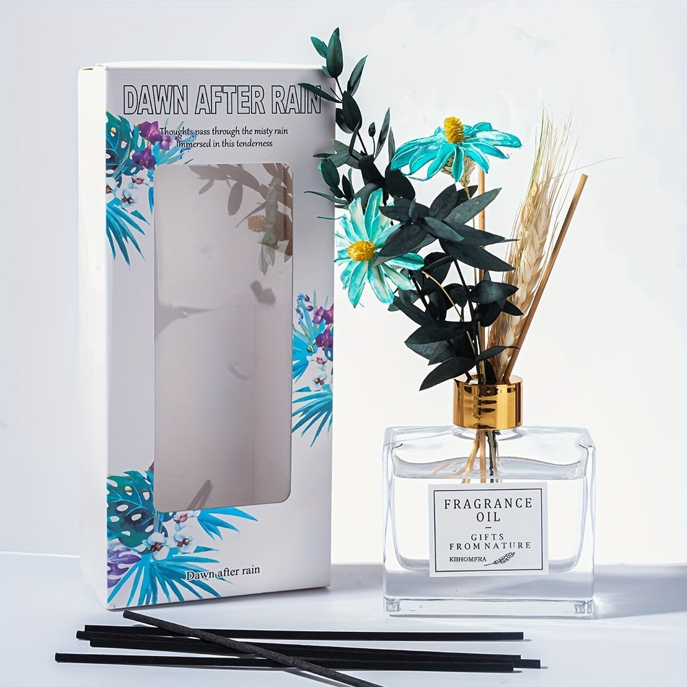 Reed Diffuser Set with Real Flowers - 4.05 oz 120ml Scented Home Fragrance Aromatherapy for Entryways, Bedrooms and Living Spaces