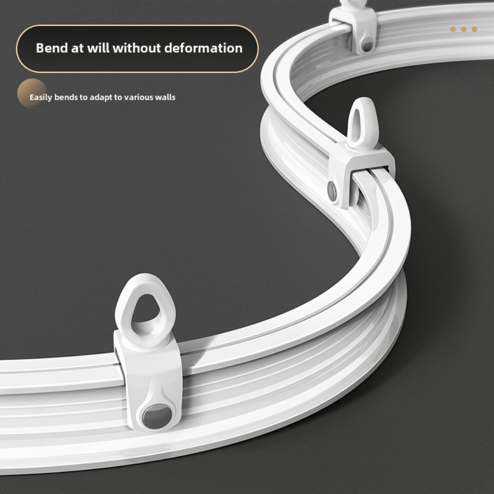 Flexible Curtain Rail Track, Bendable PVC Ceiling Mount Curtain Rod for Bay Window, Bathroom & Home Decor
