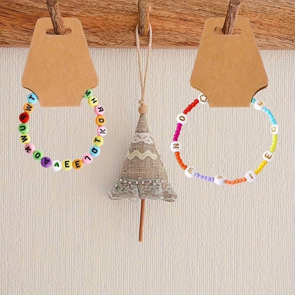 Jewelry Display Cards Wooden Self-Adhesive Kraft Backing | Rounded Corner Hang Tags for Necklaces Bracelets Keychains Boutique Packaging