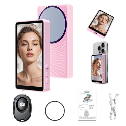 Magnetic Selfie Monitor Screen for Vlogging & Live Streaming, Rear-Facing Main Camera Display for iPhone & Android