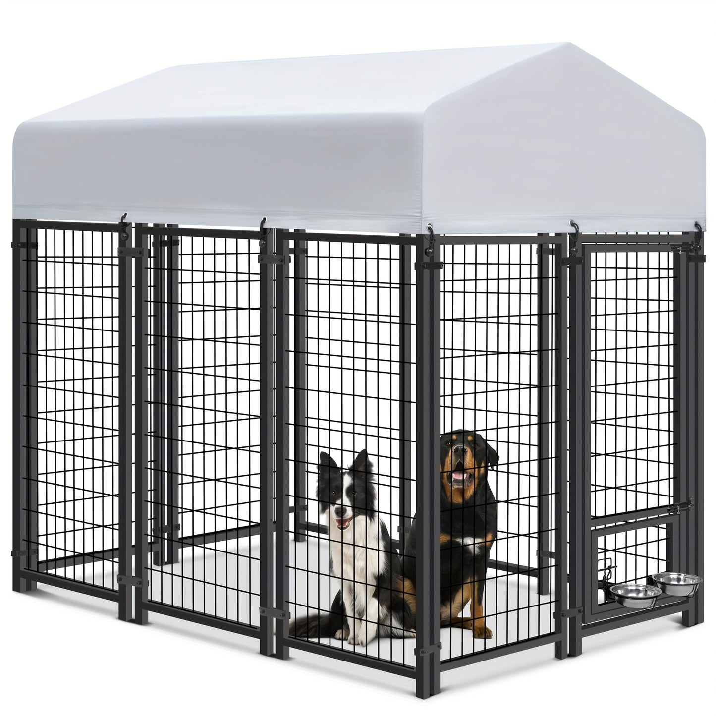 Outdoor Dog Enclosure Welded Wire Steel with UV-Resistant Roof Cover Secure Lock Dog Playpen Fence Run for Large Dogs 4x4 6x4 8x4 ft 6ft