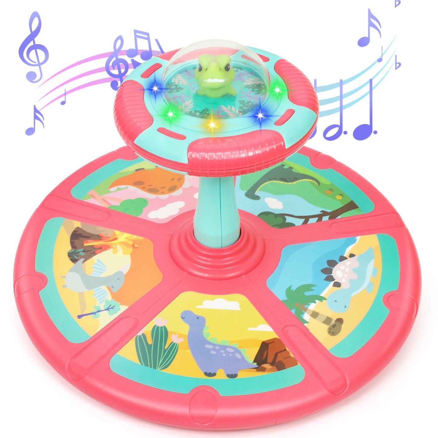 Dinosaur Spin Seat Toy for Toddlers 18 Months+, 360° Sit and Spin with Music, Indoor Interactive Sensory Balance Toy