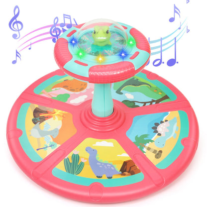 Dinosaur Spin Seat Toy for Toddlers 18 Months+, 360° Sit and Spin with Music, Indoor Interactive Sensory Balance Toy