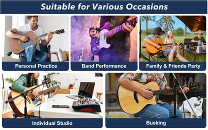UHF Wireless Guitar System 100ft Range - Plug & Play, Noise-Free Transmission, 2 Transmitters & Receiver